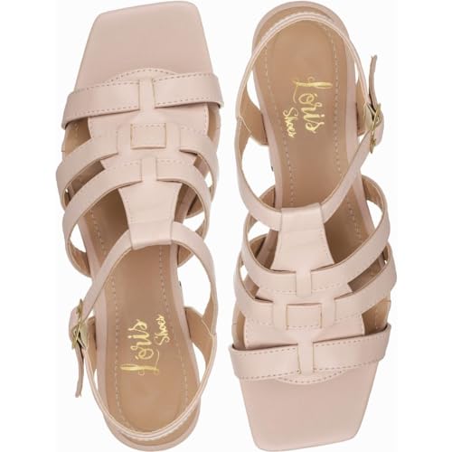 Sandália Feminina Fisherman Salto Nude Grosso Confortável Moda Gladiadora Tendencia Lóris Shoes 104J