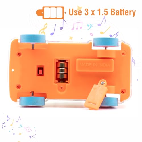 Image of ADITI TOYS Transparent Gear Bus for Kids, Mini School Bus with Tinkling Sound and Light Toy for Kids Above 3 Years, BIS Approved (Orange)