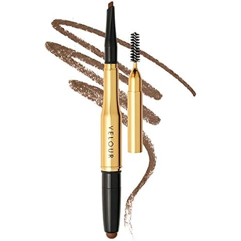 Velour Fluff'n Brow Pencil - 3-in-1 Eyebrow Pencil and Balm - Retractable Pencil with Spoolie/Brow Brush, Dark Brown Cover
