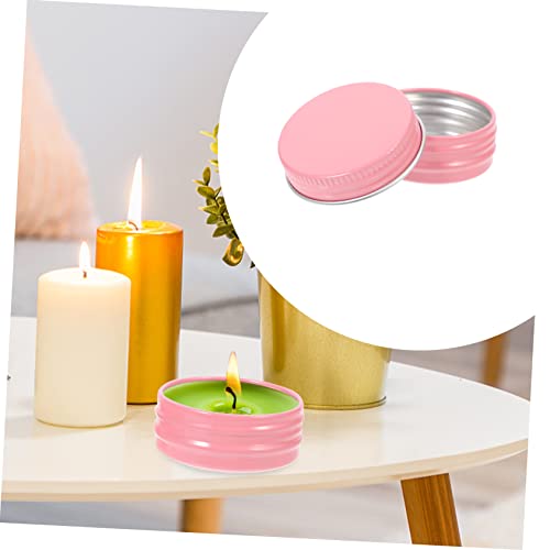 RORPOIR 24pcs Candle Jar Jewelry Candles Aluminum Round Cans Tea Cans Aluminum Metal Tin Aluminum Screw Lid Round Tin Bottles Tin Containers with Screw Lid Tin Cans Pink Snack Travel Mini