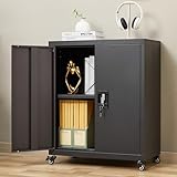 LUCYPAL Gabinete de almacenamiento de metal con ruedas, gabinete de