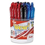 Pentel Ballpoint Pen, Retractable, Rubber Grip, Medium, 36 Pens per Display, Assorted (BK440-3)