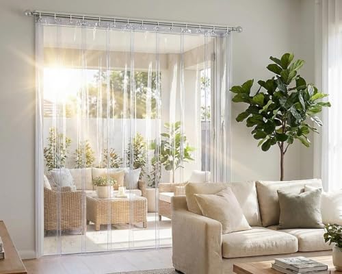 Image of PVC Transparent AC Curtain | Waterproof Door Curtain | Quick Water Release | Dust & Insect Protection | Energy Saving Cooling