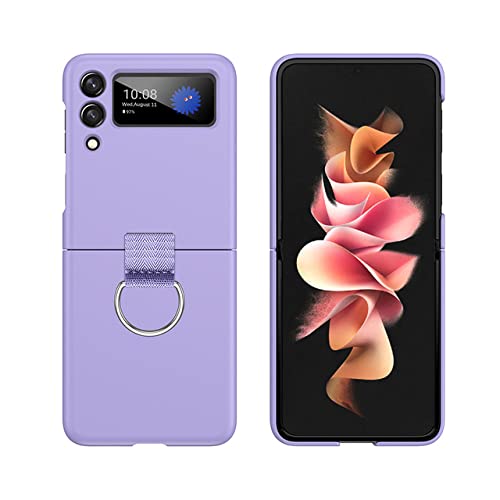 Coque rigide de luxe violette ultra fine pour Samsung Galaxy Z Flip 4 avec anneau