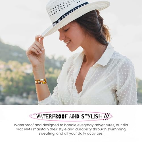 Mack and Rex Tila Bracelets - Stained, Nineteen Seventy, Tidal Wave - Durable, Waterproof, Stretchy Tile Beaded, Lightweight, Layering Gifts Women3