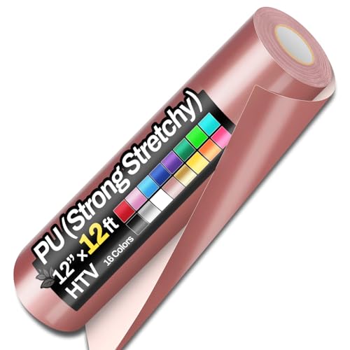 12' x 12ft Heat Transfer Vinyl Rolls, PU (Strong Stretchy) HTV Vinyl...