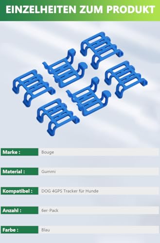 Bouge Gummiklemme Kompatibel mit Trac-ti GPS Dog 4 Tracker für Hunde, 6er-Pack Gummi Clip Zubehör für Hunde