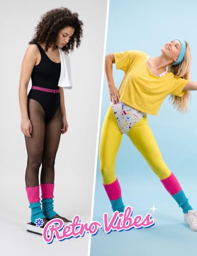 Image of Women Juniors Knitted Leg Warmers 16 inch Neon Colors Dance Halloween Accessory | 80s Party,Yoga Sports Fitness,Warm and Cozy,One Size Fits Most
