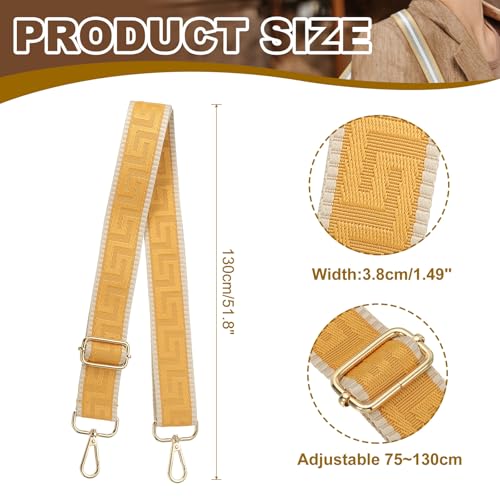 Image of PATIKIL Purse Strap, Adjustable Crossbody Bag Straps Wide Shoulder Strap Universal Replacement Shoulder Bag Belt for Women's Handbags Canvas Satchels Bags Backpack, Yellow