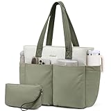 LOVEVOOK Puffer Tote Bag for Women, Lightweight Work Bag, Water-resistant Travel Tote Bag for Daily, Large Shoulder Bag with Zipper, Carry On Handbag for Teacher, Nurse, Gym, 2Pcs