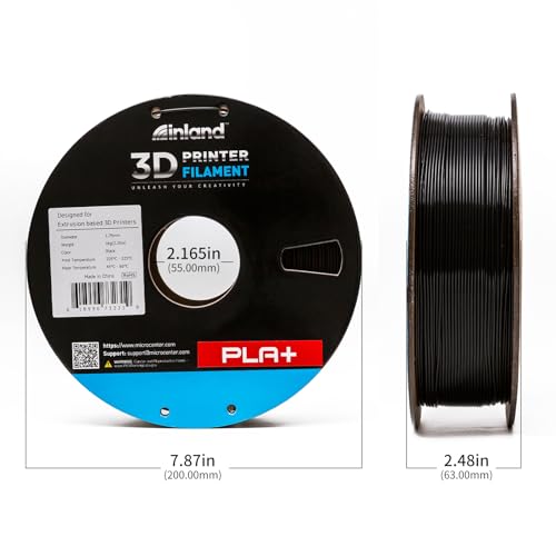 Image of INLAND Micro Center PLA+ 3D Printing Filament 1.75mm - PLA Pro Dimensional Accuracy + /- 0.03 mm - 1kg Cardboard Spool (2.2 lbs) (1 Pack Black, 1.75mm)