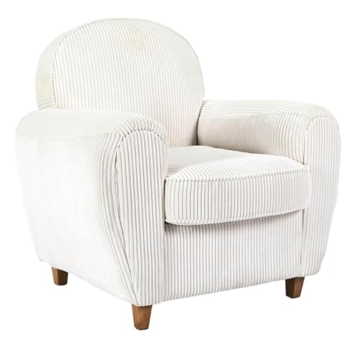 AltoBuy Gandy - Fauteuil Club Tissu Velours Côtelé Beige