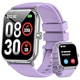 QONBINK Smart Watch for Men Women, 1.85' HD Fitness Tracker with Bluetooth Calls, 5 ATM Waterproof, 130+ Sport Modes, 24/7 Heart Rate/Sleep Monitor, Pedometer, Calories, Smartwatch (Purple)