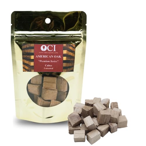 Oak Chips Inc. American Oak Cubes for Brewing - Untoasted - 1.5 oz - Perfect for Aging Wines, Spirits, Beer, and More!