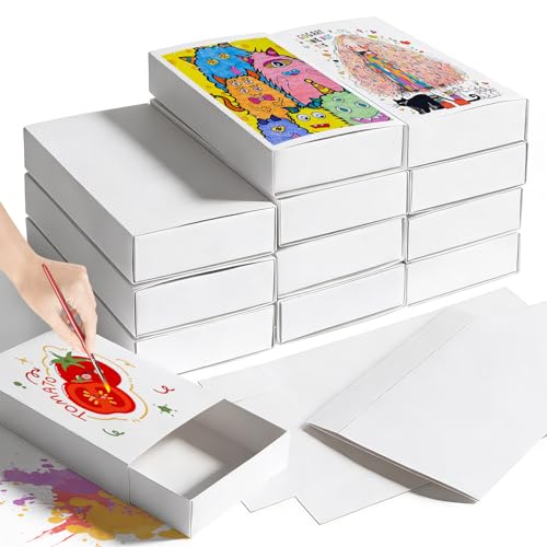 Nuyoah Streichholzschachteln Blanko Groß 11x6.5x2cm 12Stk Leere Weiß Schachteln zum Basteln Bekleben Ideal für Bastelprojekt in der Schule Adventskalender DIY Deko & Geschenke