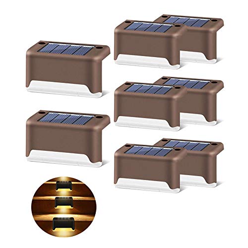 Luces solares para terraza 8 piezas, luz solar para pasos,impermeables luces solares, luces de escalera con energía solar para exteriores, para patio trasero, escaleras, camino de jardín Cover