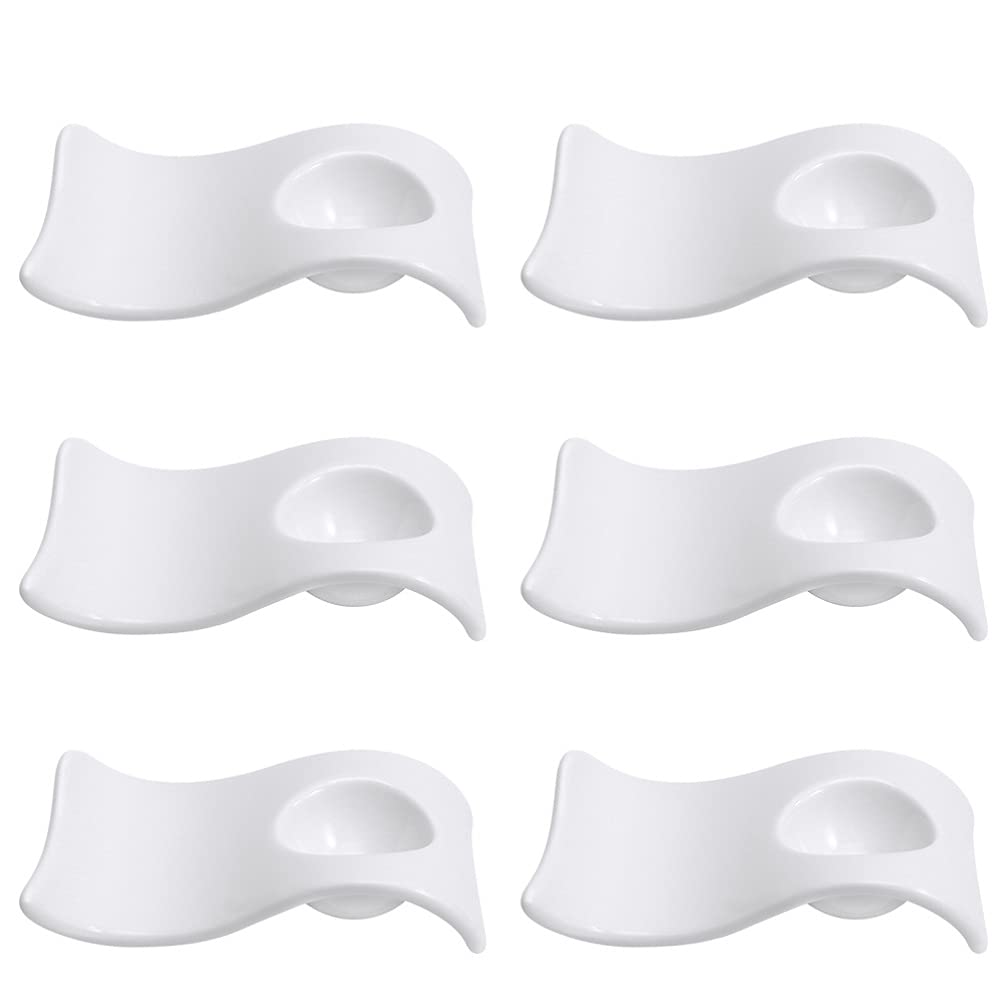 YARNOW 6 Coquetiers Pratiques en Céramique Blanche, Légers et Faciles à Nettoyer, Supportant Parfaitement Les Œufs Durs Petit-déjeuner Élégant et Moderne