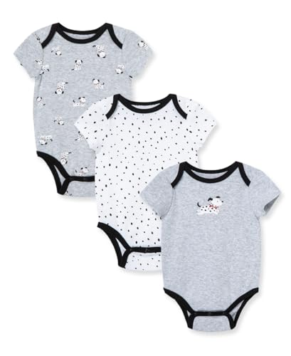 Image of Little Me Clothes for Baby 3-Pack 100% Cotton Scratch Free Tag Bodysuits, Newborn to 9 Months
