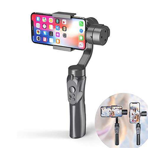 YTBLF Estabilizador De Tres Ejes para Teléfono Móvil, Estabilizador De Tiro Antivibración De Cardán De Mano, Conexión Bluetooth Portátil, Seguimiento De Cara/Objeto De Teléfono Inteligente