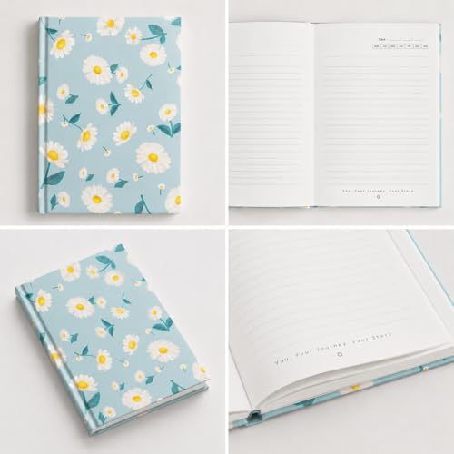 Image of Blue Blossom Floral A5 Diary Notebook, Water-Resistant Hardbound, 200 Ruled Pages 90 GSM, Diary for Women, Girls and Travel