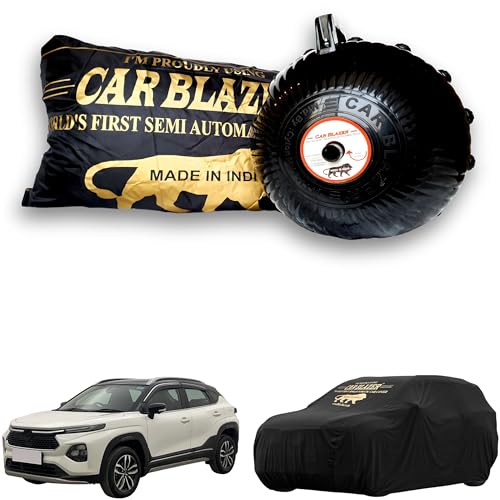 Image of CARBLAZER Portable & Semi-Automatic Full Body Car Covers: Heavy Duty| Anti-Theft| Dust & Scratch Proof | Water & Wind Resistant | Dual-Side Car Covers, Compatible for Toyota Urban Cruiser Taisor