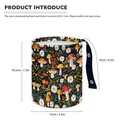 Image of Hanging Portable Car Mushroom Flower Leaf Print Multipurpose Car Accessories Interior Universal Collapsible Back Seat, Front Console, Floor, or Hanging Headrest Waste Basket