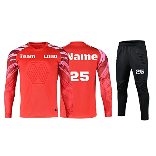 LJYTMZ Maillot de Football de Gardien de But rembourré pour Hommes Garçon Tenue Enfant Ensemble avec Nom Numéro Équipe Gardien De But Ensemble Maillots De Gardien Cover