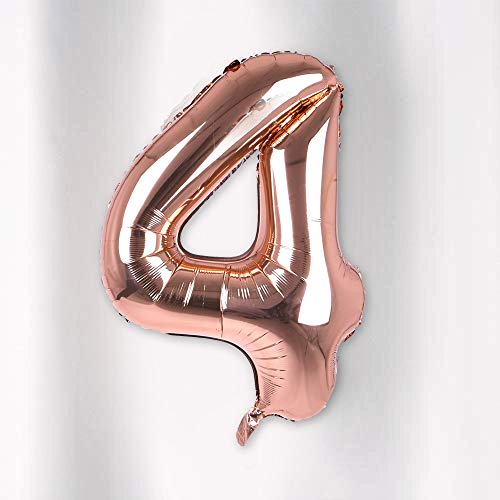 Image of AMFIN Number Foil Balloon - Rose Gold (4 Number), 1 Piece