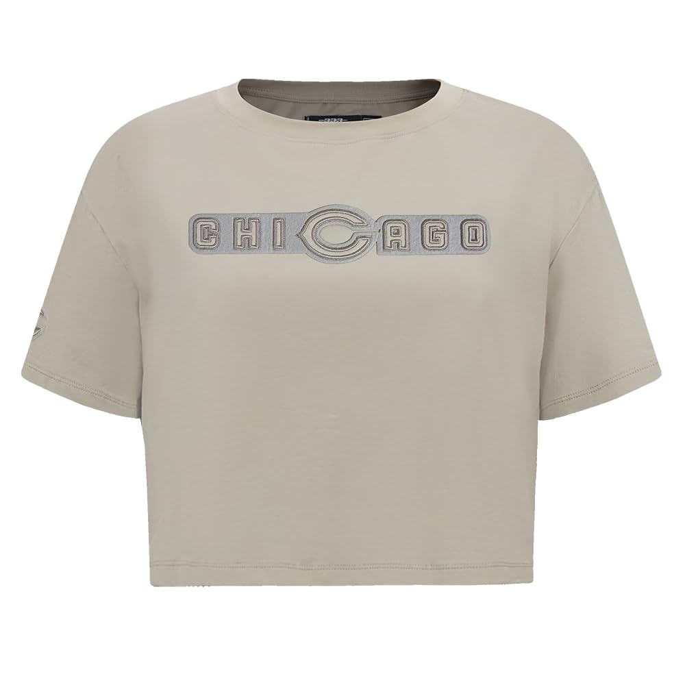 Pro Standard Womens NFL Chicago Bears Neutral Short Sleeve Boxy Tee Taupe S