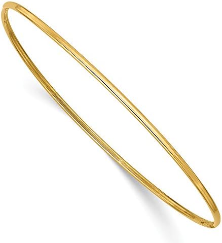 Solid 14k Yellow Gold 1.5mm Slip-on Bangle Bracelet 8" - Jewelry Gifts For Women Wife Mom Gifts For Men Husband Dad