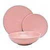 ECHTWERK Blanka Servizio da tavola vintage da 18 pezzi per 6 persone Elegante design naturale con struttura in terracotta con 6 piatti da pranzo, 6 piatti da dessert, 6 piatti fondi, rosa #1