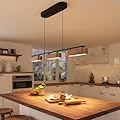Glimchase 37.6" Kitchen Island Lights, 28W Wood Dining Room Light Fixtures Over Table, Dimmable Linear Pendant Lights for Kitchen Island, 3-Light Rustic Hanging Farmhouse Chandeliers, Walnut Color