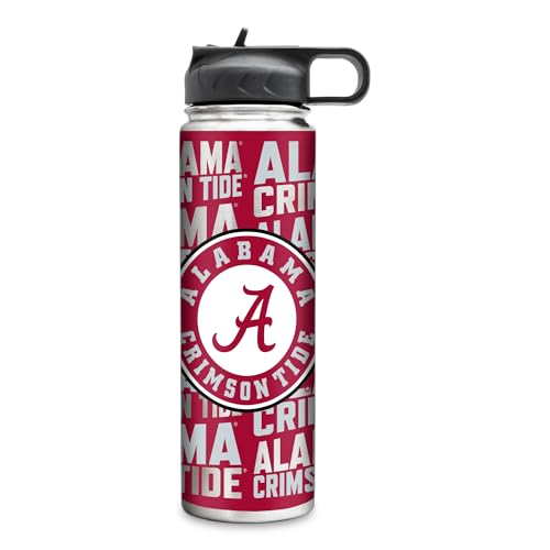Rico Industries NCAA Alabama Crimson Tide 22oz Stainless Steel Tumbler with Lid - Great For Coffee, Tea, Water or Cocktails