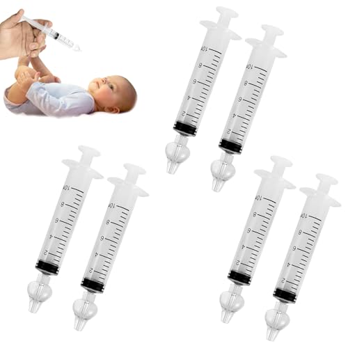 Image of 6 Pack Baby Nasal Aspirator,Professional Baby Nose Syringe with Cleanable and Reusable Silicone Tips for Gentle Nose Cleaning and Easy Nasal Care (10ml, Count, 6)