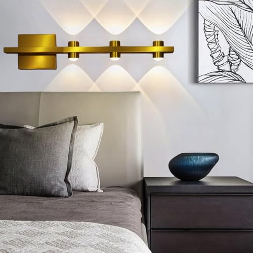 Image of Groeien 6 LED Golden 6 watt Up /Down Wall Sconce Bathroom Vanity Indoor Outdoor Light Fixtures for Mirror, Hallway,Bedroom,Indoor Wall Light(DualArc-3LED)