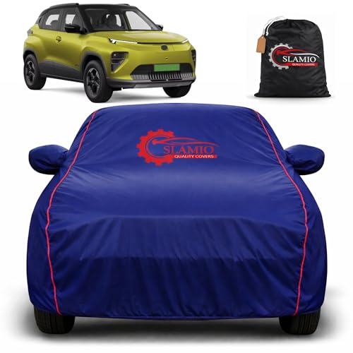 Image of Car Cover for Tata Punch EV Facelift | 100% Waterproof Heavy-Duty 3-Layer Car Body Cover | All-Weather Rain, UV, Sun & Dust Protection | Custom Fit | Mirror & Antenna Pockets | Navy Blue