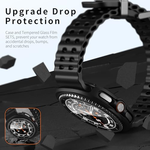 Landhoo [6+6Pack] for Samsung Galaxy Watch 8 Classic 46mm Screen Protector Case, Hard PC Bumper + HD Anti-Fog Tempered Glass Protective Film, Waterproof Face Cover Set for Galaxy Watch 8 46mm by Landhoo - Image 3
