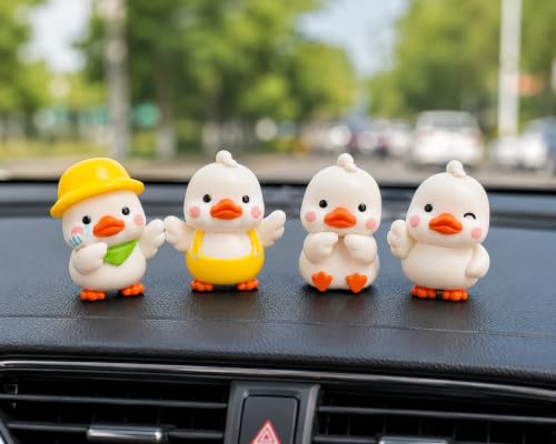 Image of Cute Duck Miniature Showpiece Set of 4 Duck Figurines for Home Decor Desk Decor Car Dashboard Office Table Decor Cute Animal Miniatures Gift for Birthday Return Gift Kids Room Decoration
