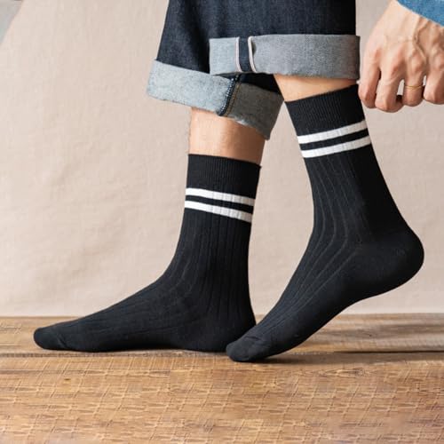 Crew Socks for Men Striped Breathable Casual Running Socks 5/10 Pairs2
