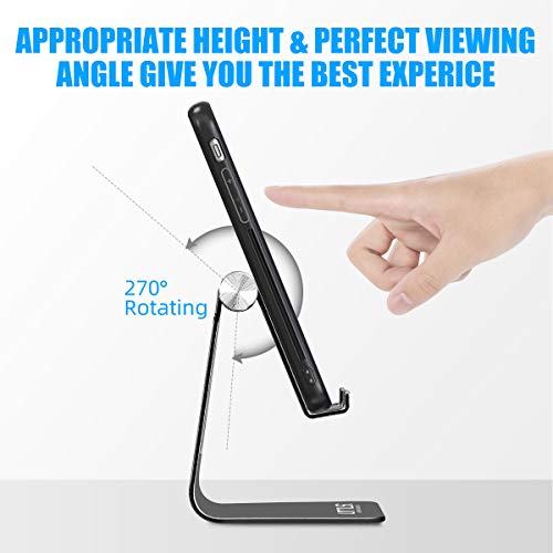Adjustable Cell Phone Stand, Urmust Phone Stand: Aluminum Cradle, Dock, Holder Compatible with iPhone Xs XR 8 X 7 6 6S Plus SE 5 5S 5C Charging, Accessories Desk, Android Smartphone(Black)