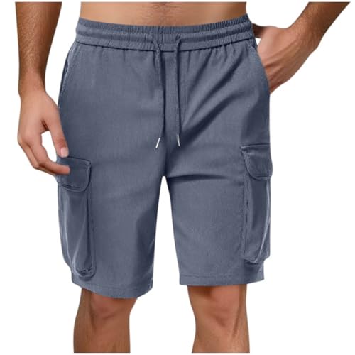 Image of Men's Cargo Sweat Shorts Casual Drawstring Elastic Waist Athletic Workout Gym Jogger Shorts with Multi Pockets