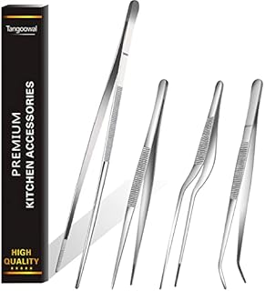 Rivoean 12-Inch Fine Tweezer Tongs,Extra-Long Stainless Steel Tweezers Tongs