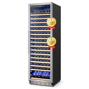 Wine Fridge 24 Inch, 190 Bottles Freestanding or Built-in Wine Cooler Refrigerator with Sliding Rail Shelves, Professional Wine Cellar Low Noise with Upgraded Reversible Door