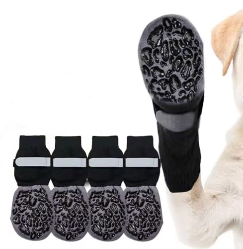 Image of KUTKUT 4Pcs Non Slip Dog Socks to Prevent Licking Paws, Strong Traction for Hardwood Floors, Senior Dogs, Paw Protector, Prevent Scratching, Double Sides Anti Slip Dog Socks(Size:- XS: L*W: 12cm*4cm)