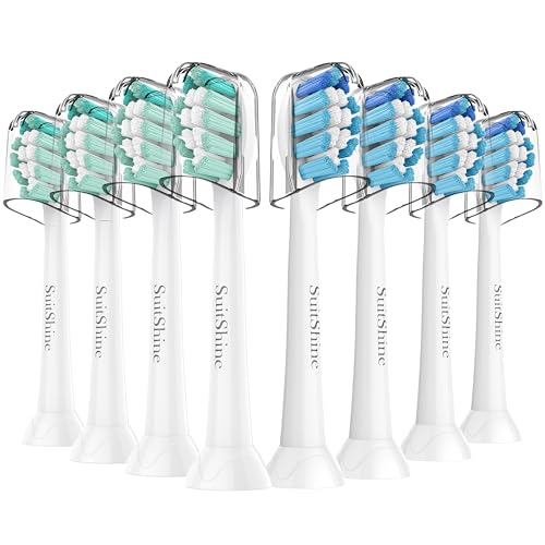 replacement toothbrush heads compatible with philips sonicare and more click-on handles 8 pack white