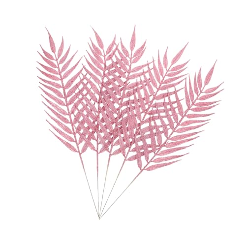 RORPOIR 5 Piezas Adorno Colgante De Hojas Espolvoreadas Selecciones De Árboles Broche De Hoja Vegetación De Arbustos Falsos Adornos para Arboles De Navidad Hojas Falsas El Plastico Rosa