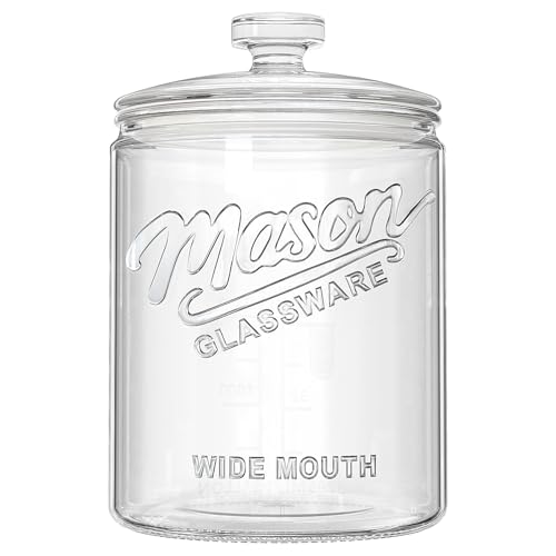 Dwbligt 1 Gallon Glass Cookie Jar with Airtight Lid for Sourdough Starter