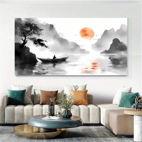 Affiches de paysage de coucher de soleil XINBAO style chinois traditionnel 65x130cm