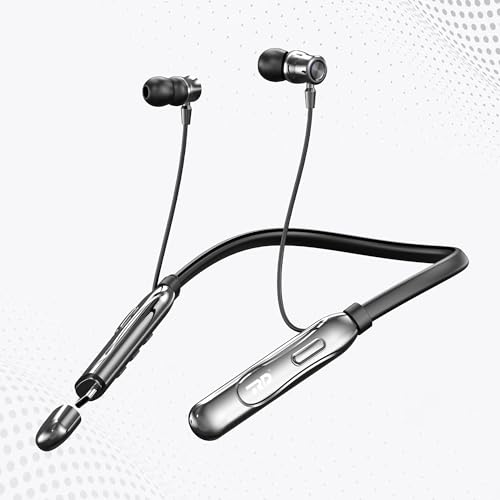Image of RD M-190 ELEGA Wireless Headphones In Ear Neckaband with 10MM Drivers, Bluetooth v5.3, Playtime Upto 90 Hrs, 1-2 Hrs Fast Charging with Type-C Port, Auto Magnetic Connect, Multi-Function Button Black