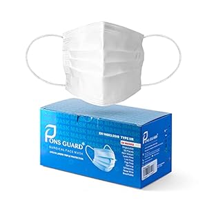 Pons Guard Surgical Masks. Standard White High Quality Disposable Face Masks. White Medical Face Masks. EN 14683:2019…